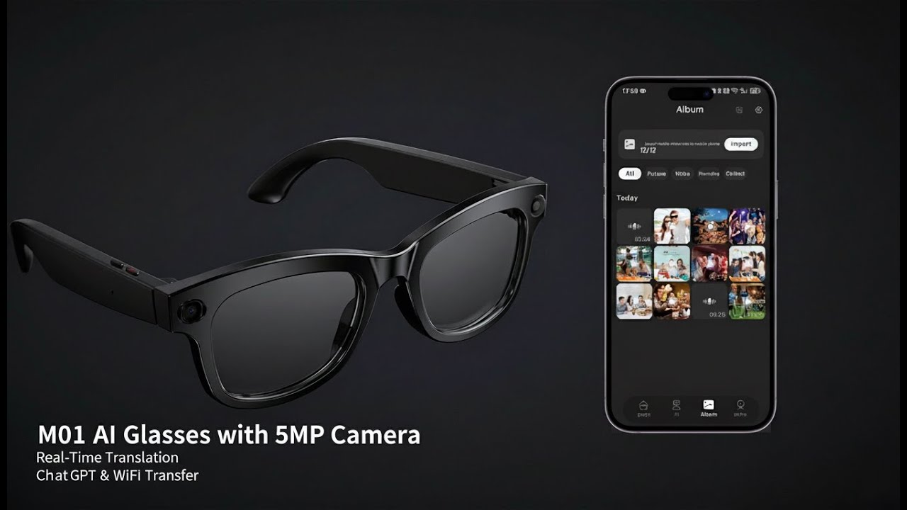 M01 Smart AI Glasses with ChatGPT 5MP Camera Real-Time Translation For Travel Business Daily Use