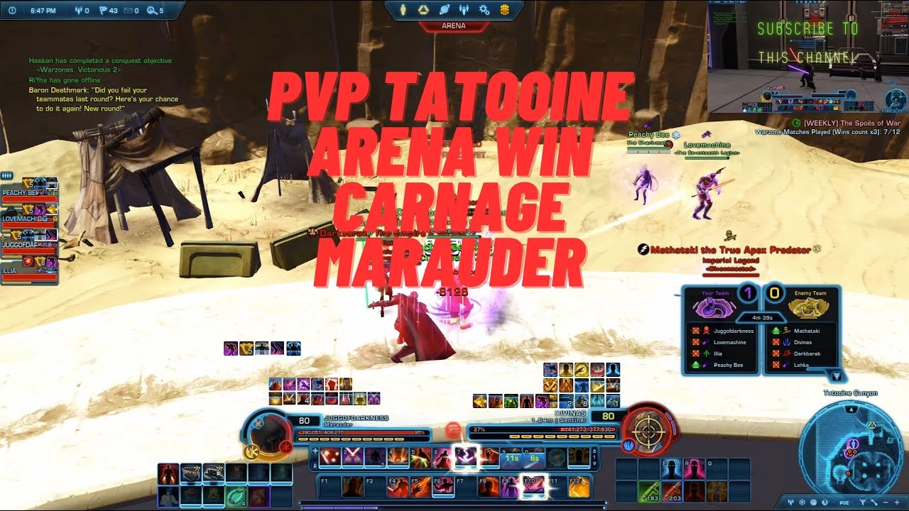 SWTOR - PVP Tatooine Arena Win Carnage Marauder Destroyed that Sentinel