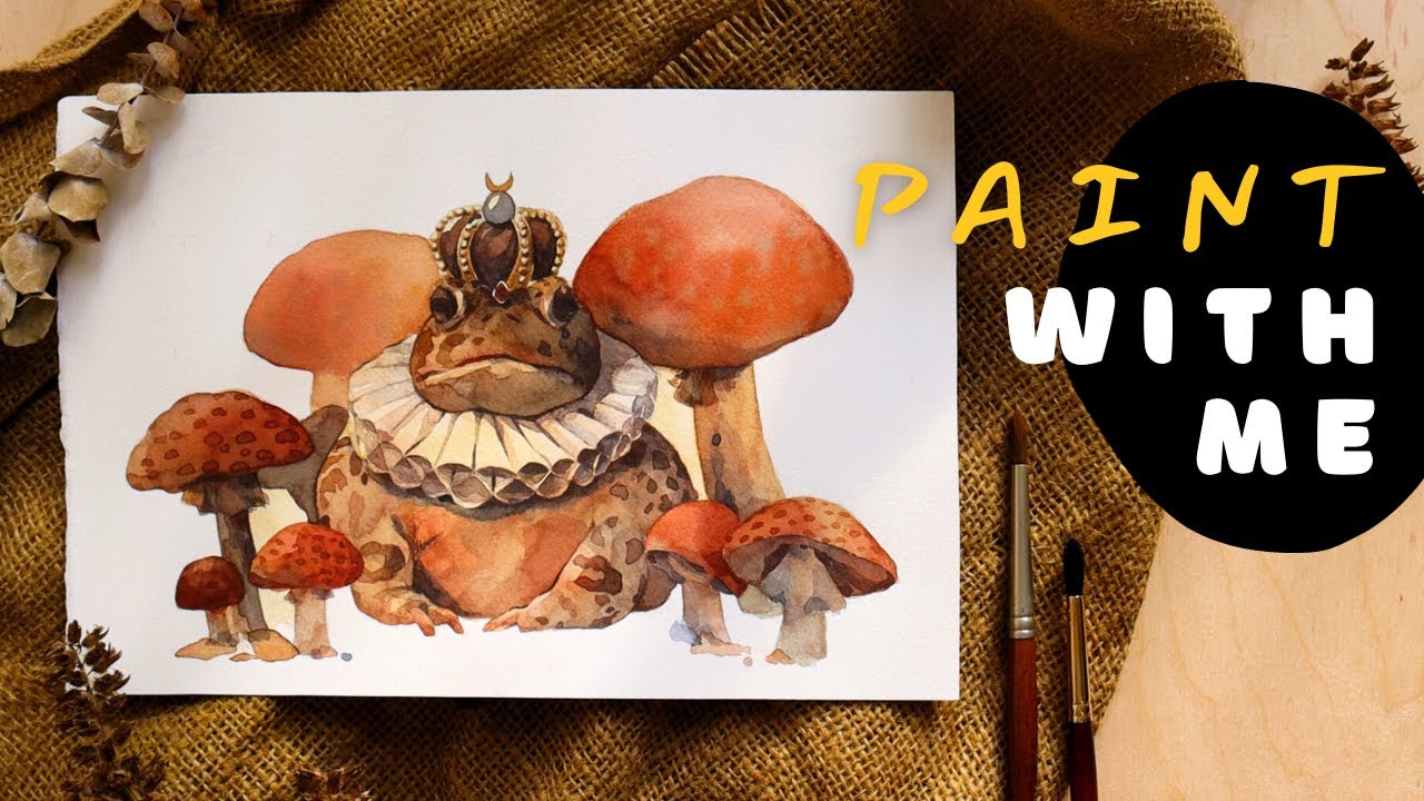 How to Paint an Animal in Watercolor | King Toad and Mushrooms