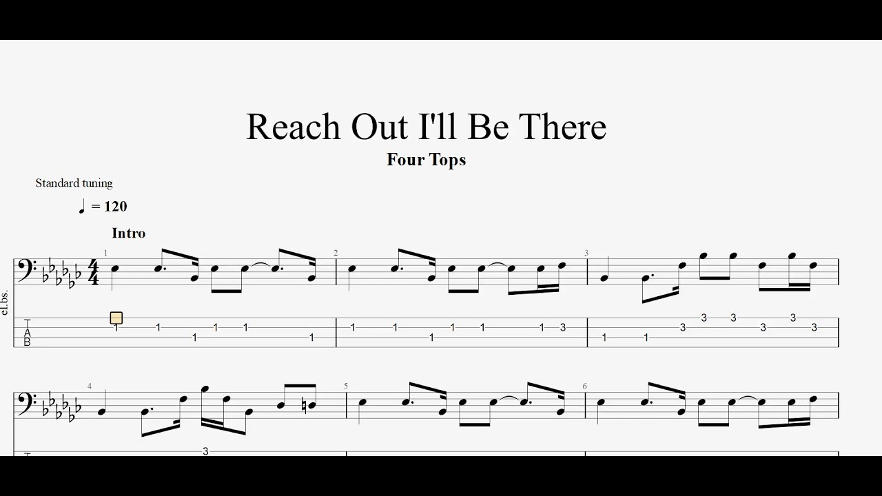 Four Tops - Reach Out I'll Be There (bass tab)
