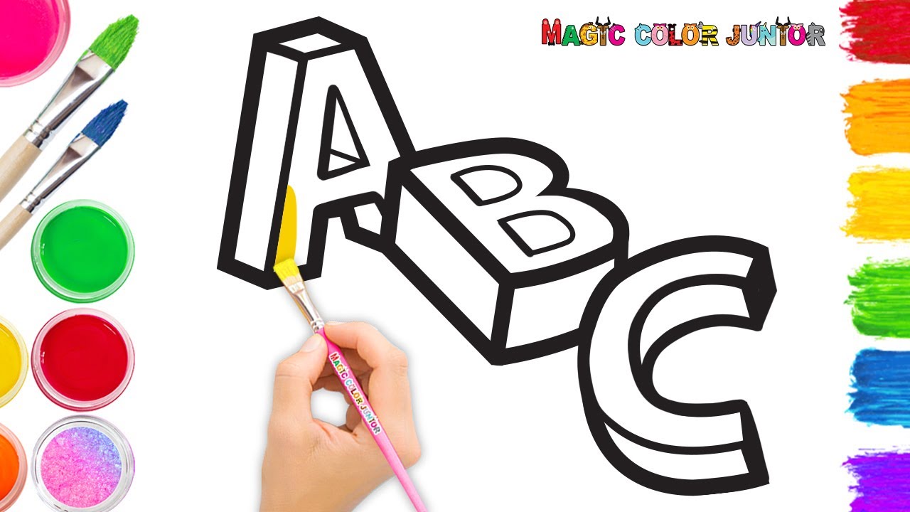 Drawing, Painting and Coloring 3D ABC Letters | Easy Step By Step