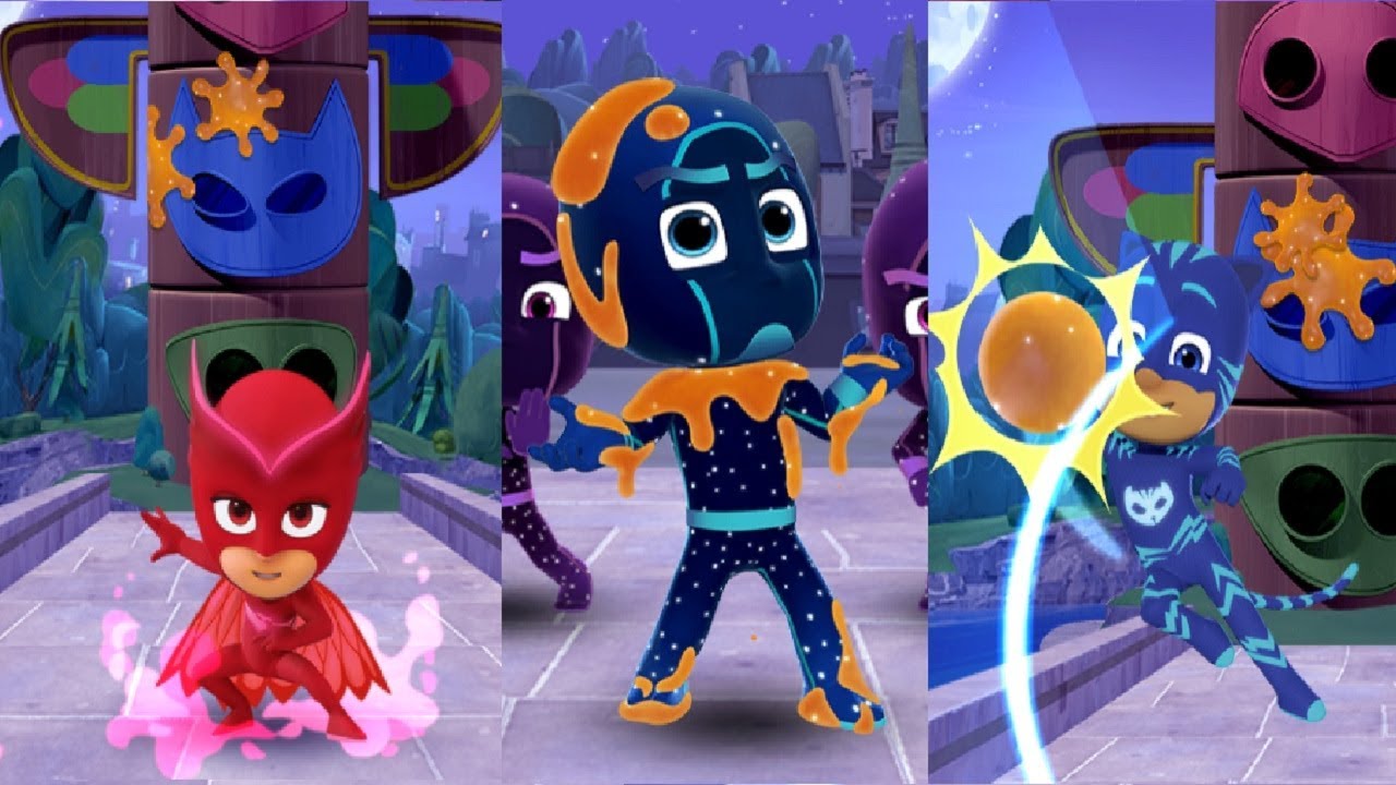 PJ Masks Sticky Splat Football - Disney Junior Heroes Catboy and Owlette vs Ninjalinos