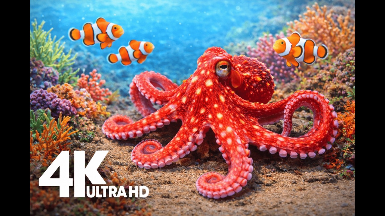 Ocean Life in 4K | Sea Animals Names + Music of Underwater Wonders
