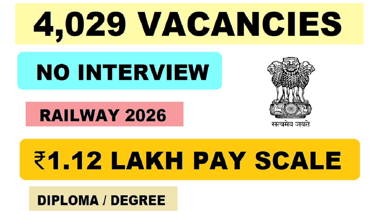 🚆 4,029 Railway Govt Jobs 🔥 No Interview | ₹1.12 Lakh Pay Scale | Diploma/Degree Apply | RRB 2026