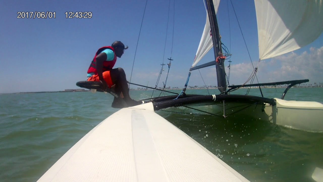 Hobie 21SE Sailing off of Dunedin Causeway Florida (Part 1)