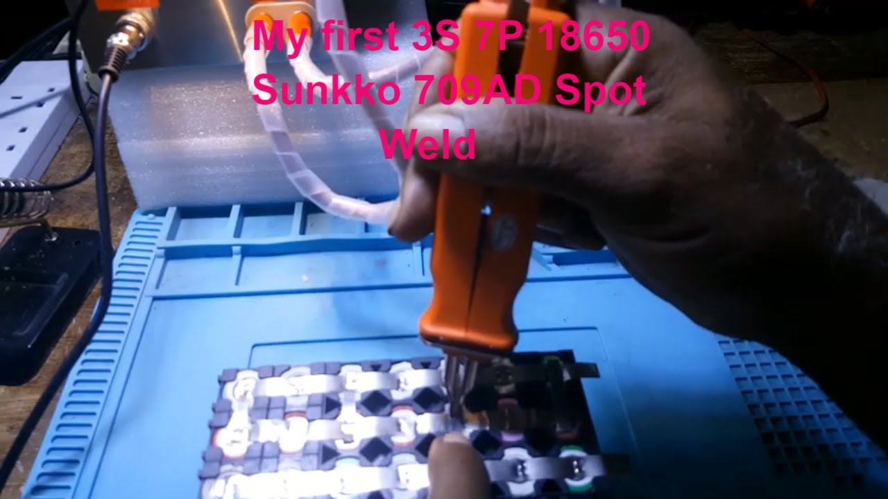 My first 3S 7P 18650 Sunkko 709AD Spot Weld