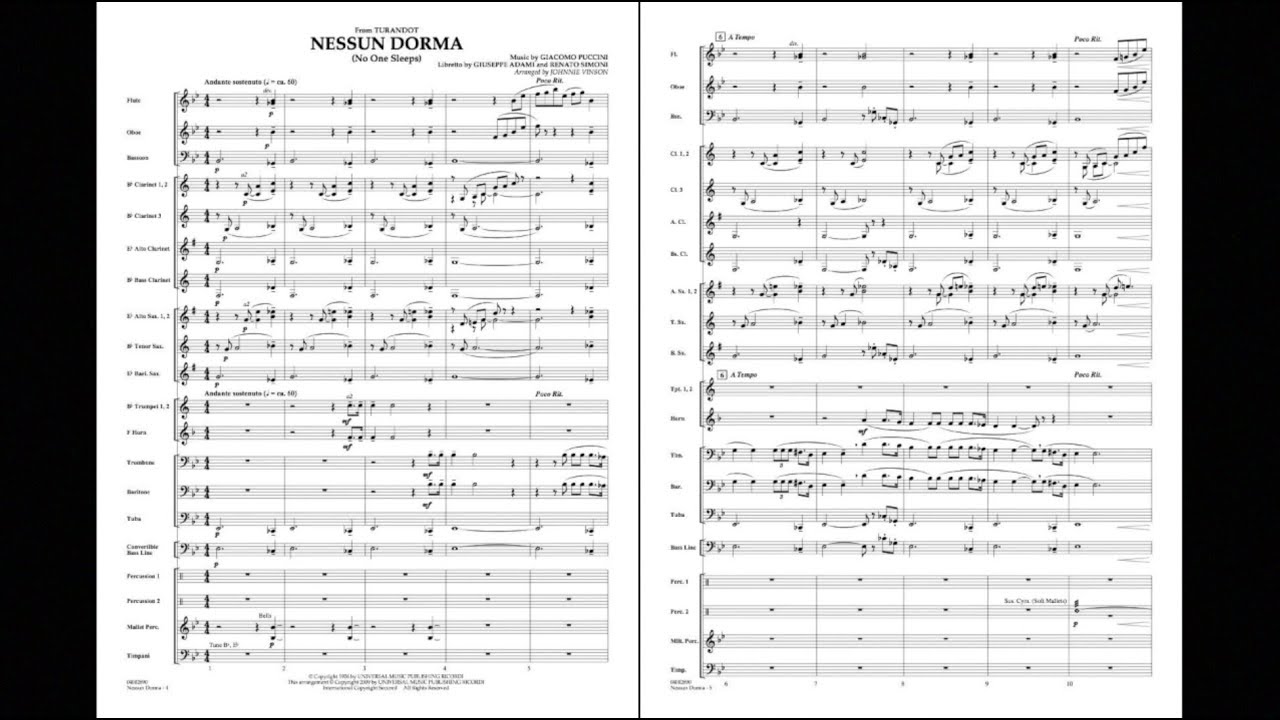 Nessun Dorma (from Turandot) by Giacomo Puccini/arr. Johnnie Vinson