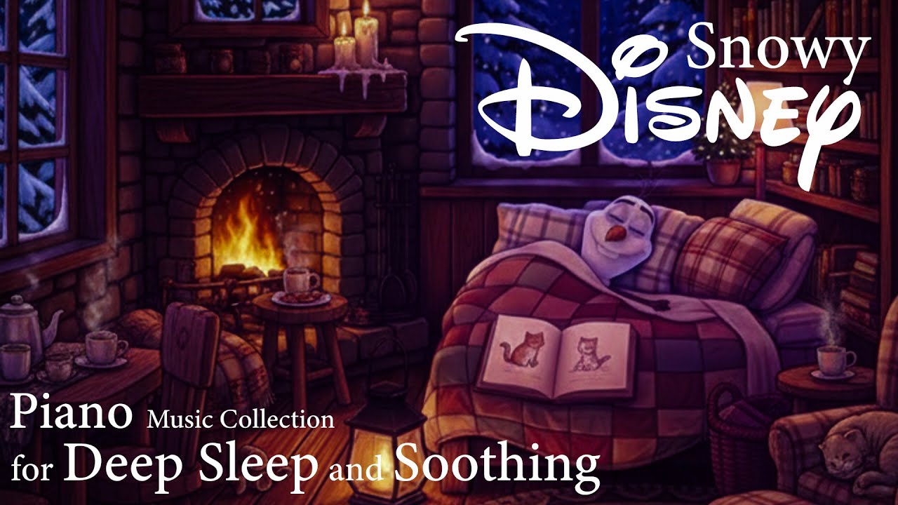 Snowy Disney Piano for Super Deep Sleep ❄️ Calming Winter and Spring Music All Night