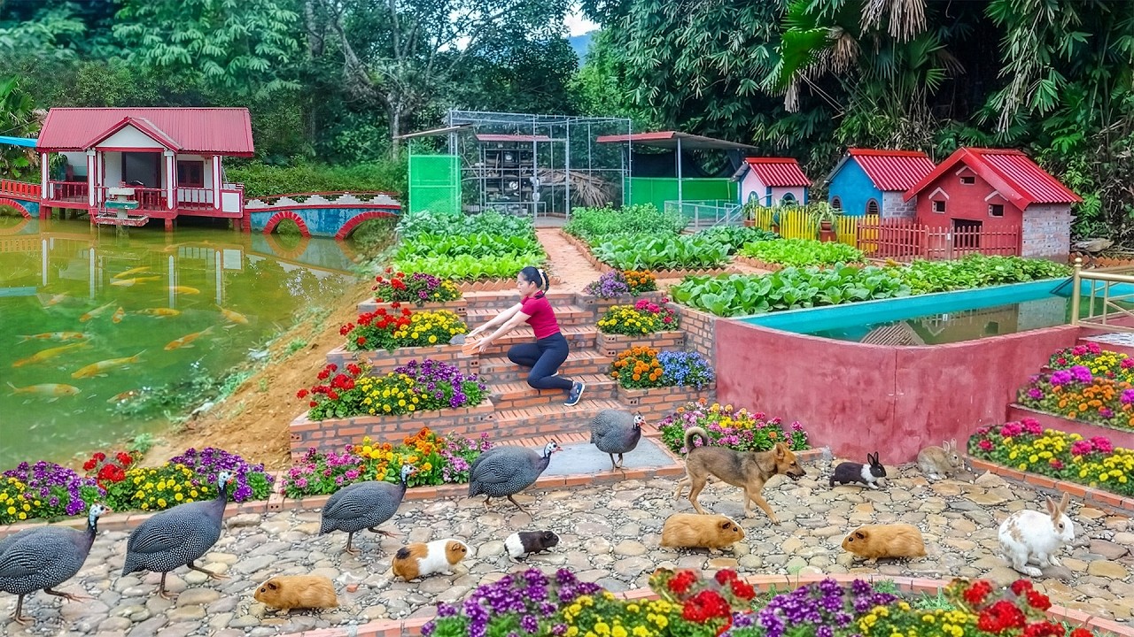 Building Steps Leading Up To the Animal Enclosure - Flower And Vegetable Beds Surrounding