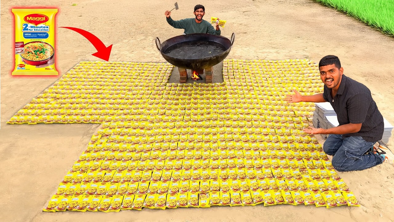 Cooking 1000 Maggie At Once - Gone Amazing 🔥🔥 ఒకేసారి 1000 మాగ్గీలు చేయగలమా&hellip;😱😱 Telugu Experiments