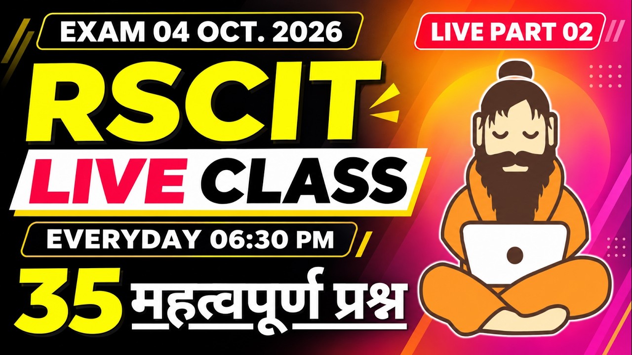 RSCIT Live Class 02 RSCIT Exam Important Questions 2026 RSCIT Computer Course RSCIT Exam 04 Oct. 26