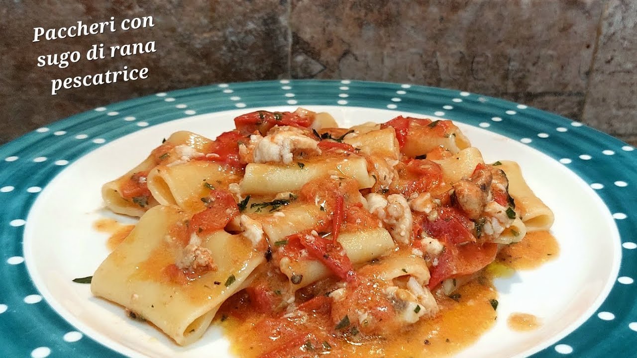 PACCHERI CON SUGO DI RANA PESCATRICE. Gustosi e delicati.