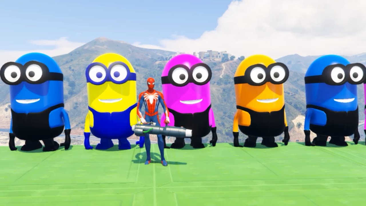GTA 5 Epic Ragdolls | RED SPIDERMAN VS RED MINION VS GREEN MINION (Euphoria Physics/Funny Fails)#13
