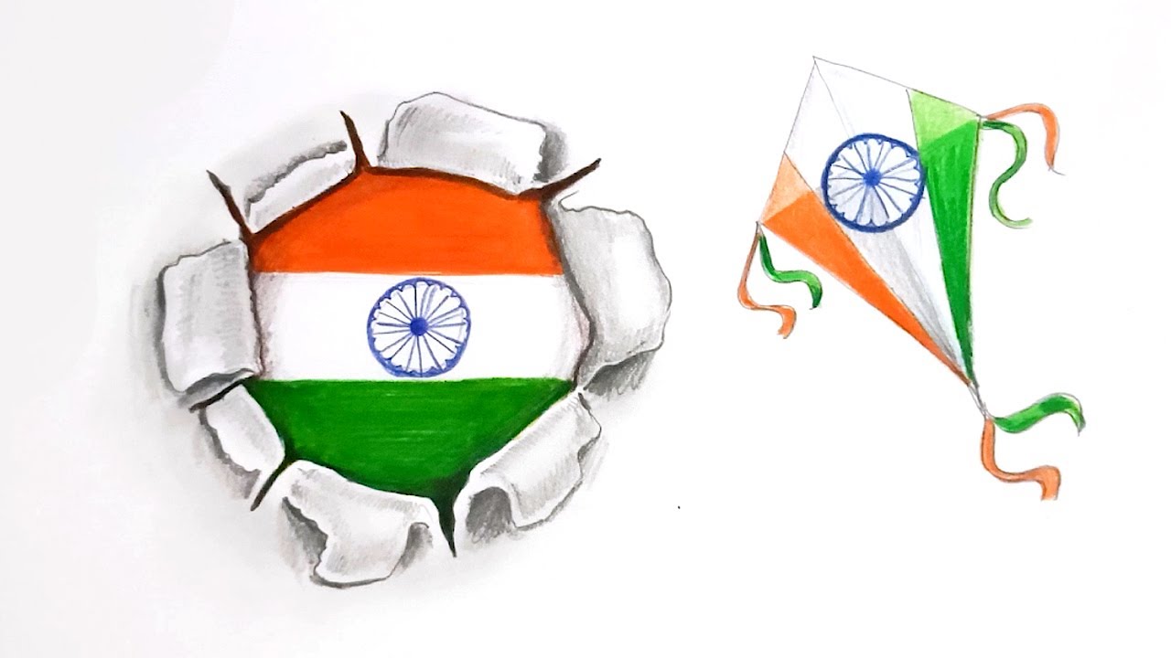 Easy Independence day drawing | Republic day drawing | how to draw Indian flag  | Step by step