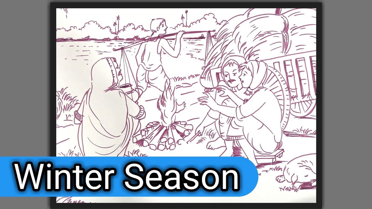 How I Draw Village Winter Season By Cheap Sketch Pen