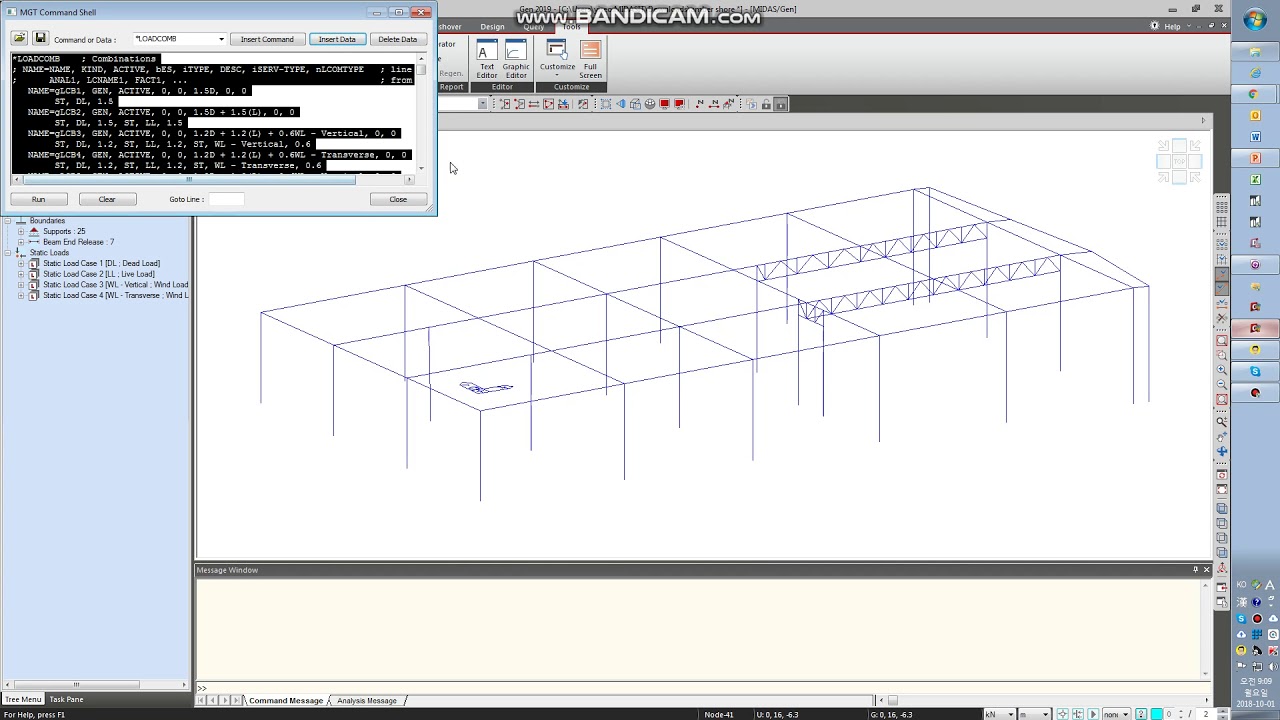 Midas Gen: Errore export/import load combination