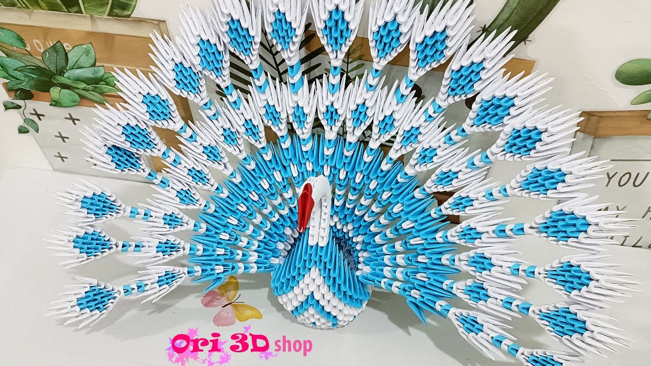 Hướng dẫn xếp Công xòe 18 đuôi Origami 3D - Tutorial New Peacock 3D Origami