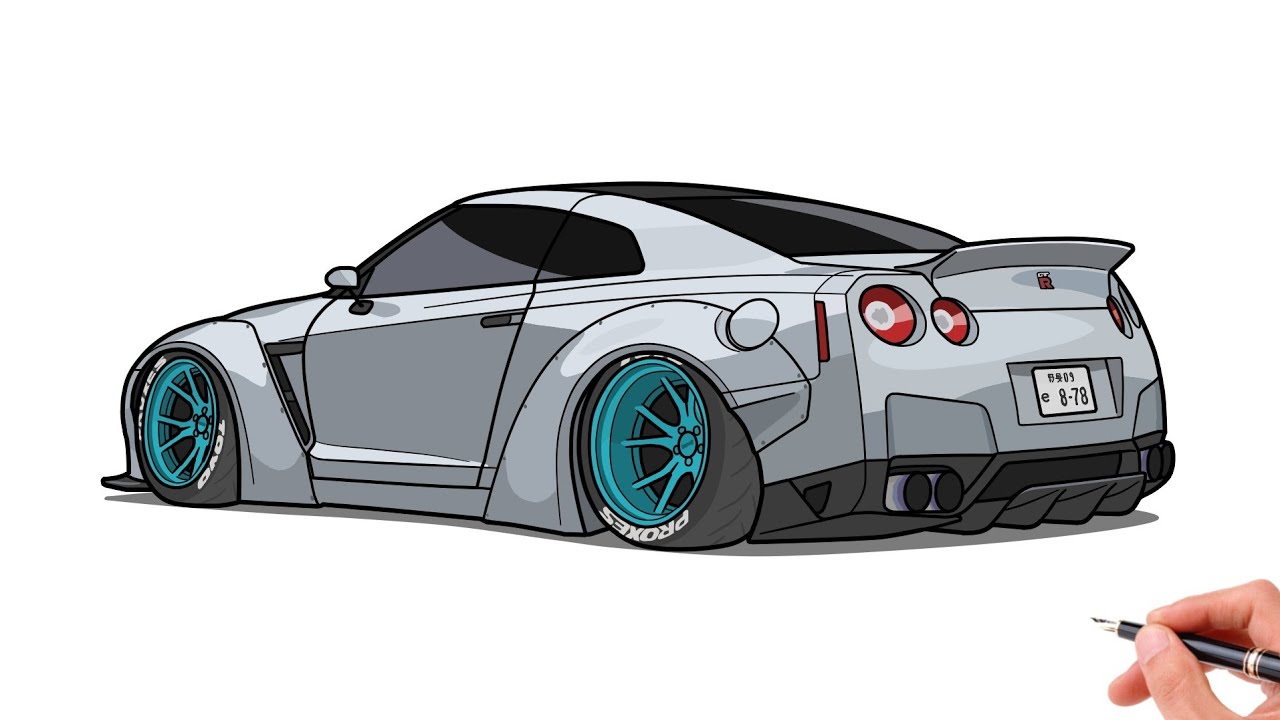 How to draw NISSAN GTR R35 LBWK / Drawing Nissan Nismo Liberty Walk