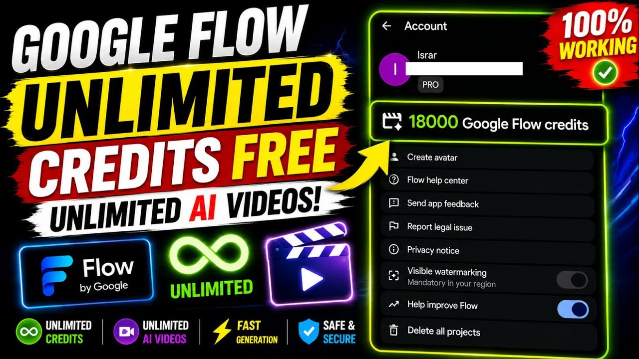 Google Flow Unlimited Credits Free | Flow Ai Free Unlimited Credits | Use Flow Ai Unlimited Credits