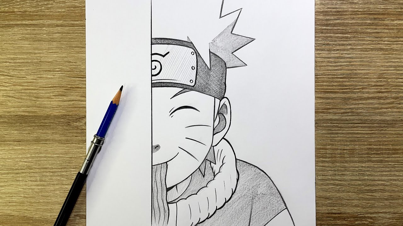 How to draw Naruto half face for beginners | Easy anime drawing tutorial step by step