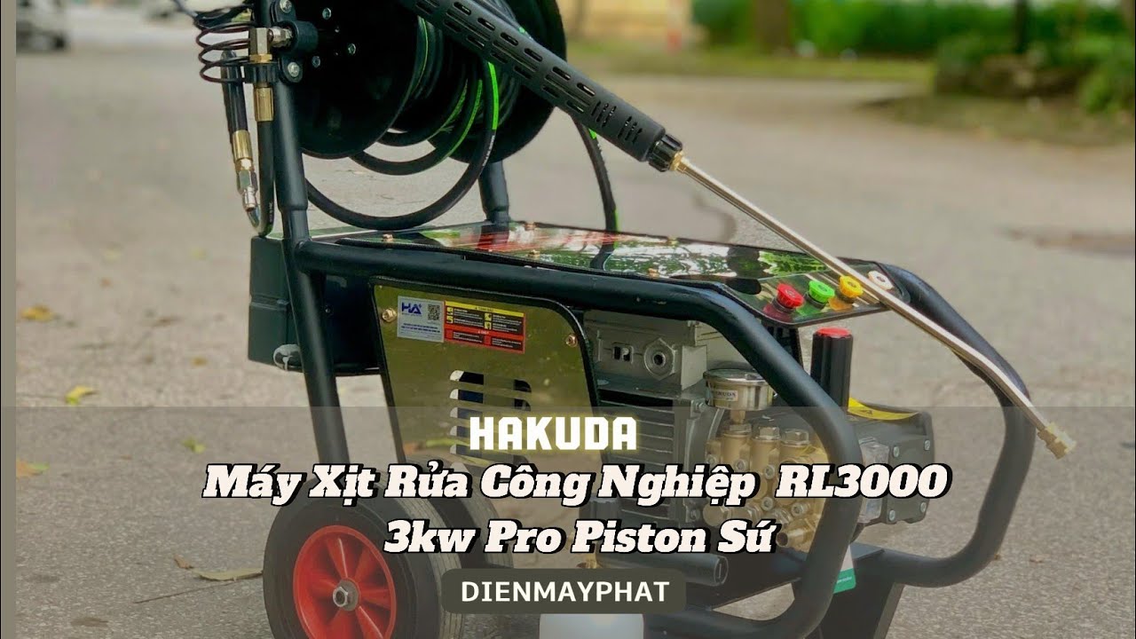 Test Máy Xịt Rửa Công Nghiệp 3Kw Hakuda RL3000 Pro Piston Sứ