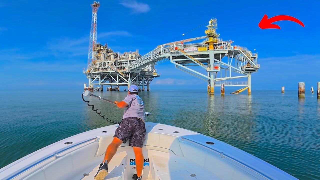 Fishing in my *23ft* Boat Below This HUGE Gas RIG and Caught THIS!...[Awesome Results]