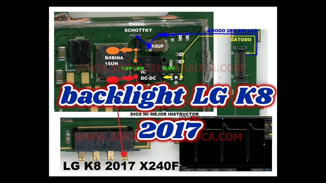 reparación LG K8 2017 X240F no da luz ways fix backlight failures