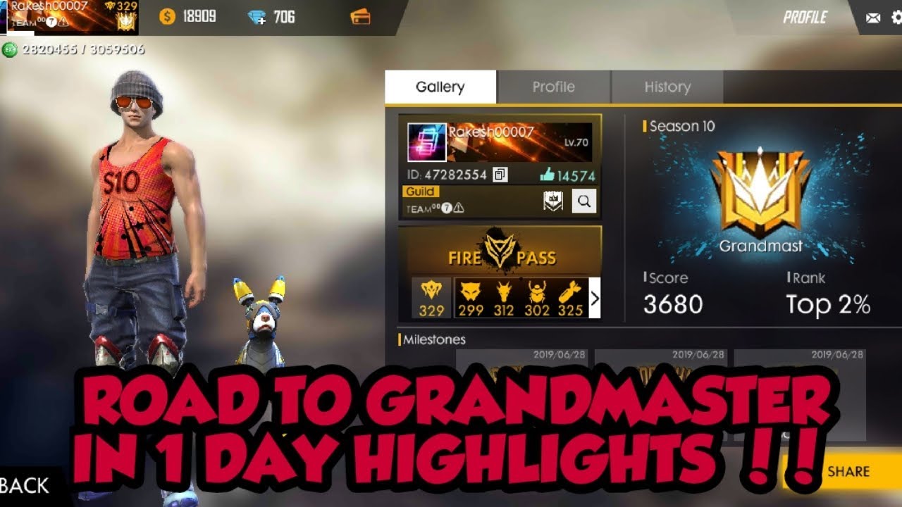 SEASON 10 ROAD TO GRANDMASTER IN 1 DAY HIGHLIGHTS !! Free Fire battlegrounds !!!