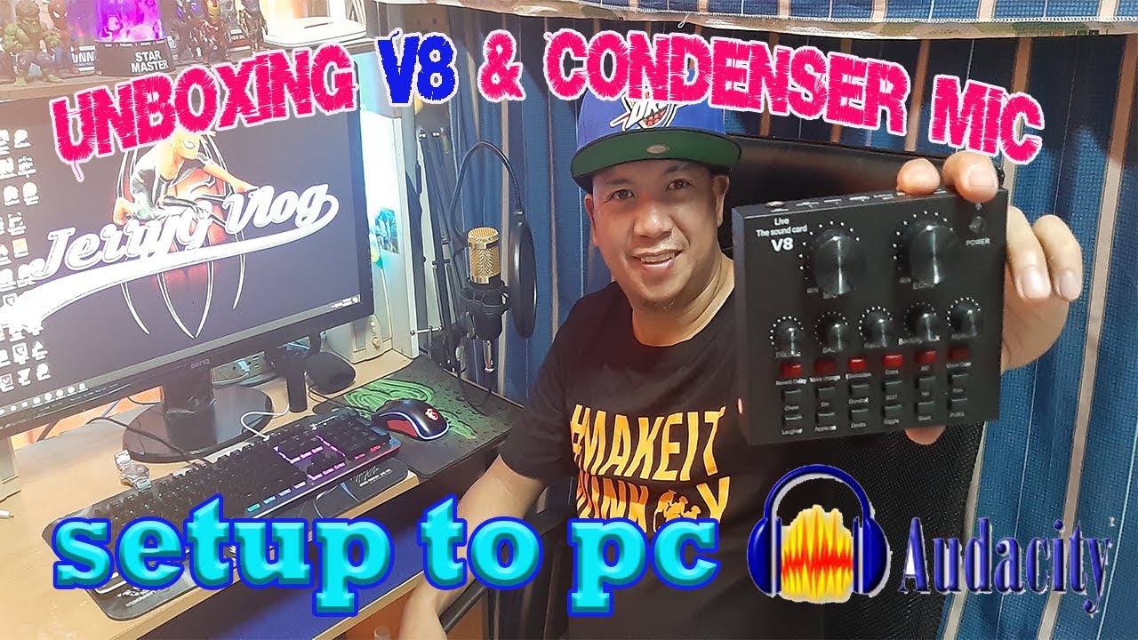 V8 SOUNDCARD & CONDENCER MIC (UNBOXING & SETUP TO PC)