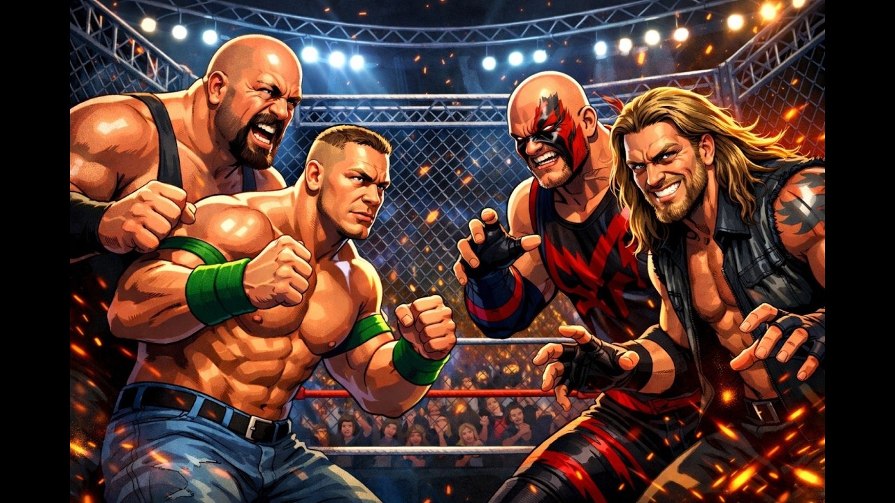 John Cena & Big Show vs Kane & Edge | Brutal Steel Cage Tag Team Match