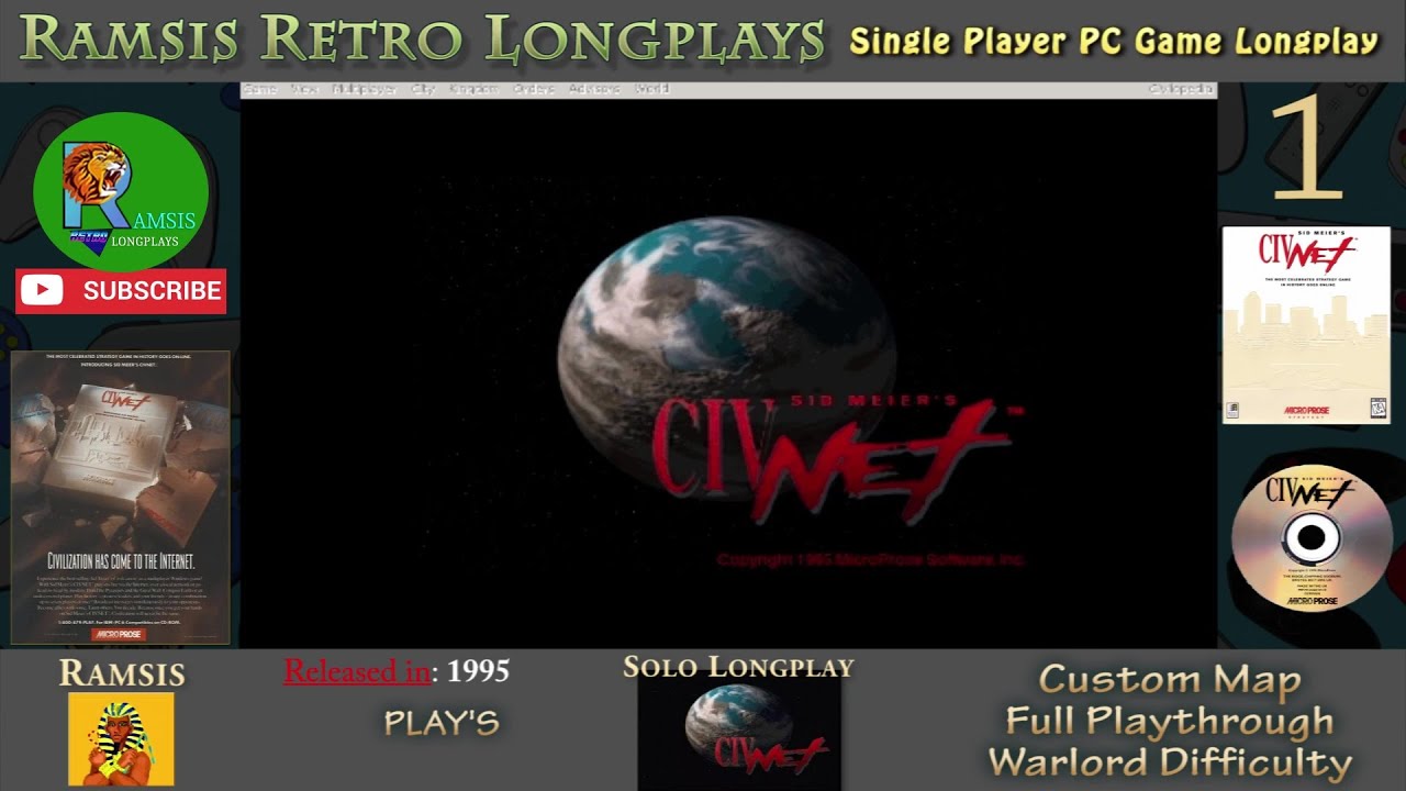 Sid Meier's CivNet | 1995 |  PC Game | Warlord | Random Map | Egyptian - Episode #1 | Longplay