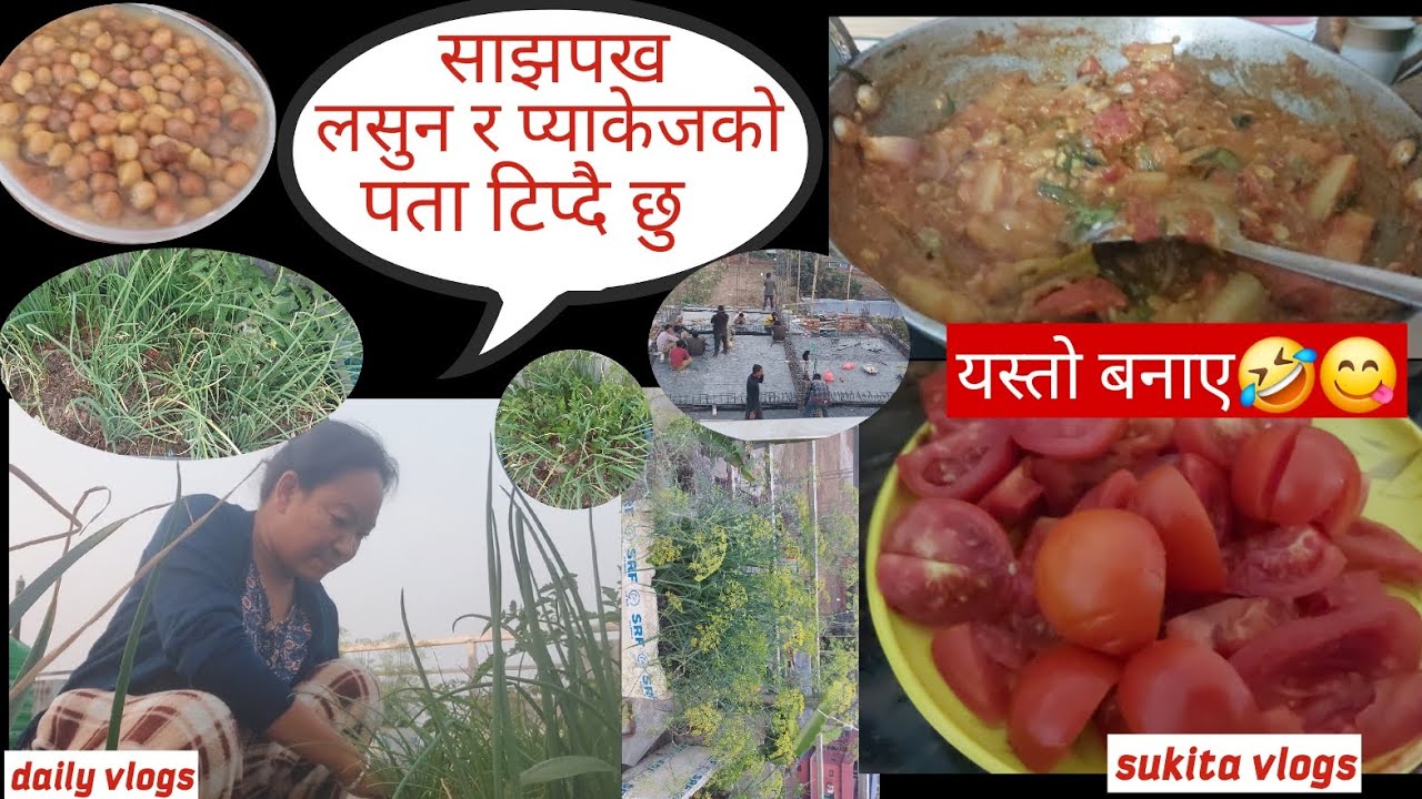 साझपख लसुन र प्याजको पता टिप्दै छु यस्तो बनाउनको लागि 😂😋@SUKITA VLOGS