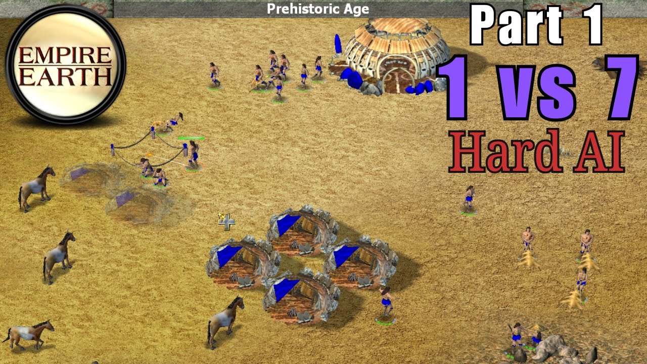 Empire Earth : 1 vs 7 Hard AI - Part 1 | Longplay ⚔️ Prehistoric to Nano Age