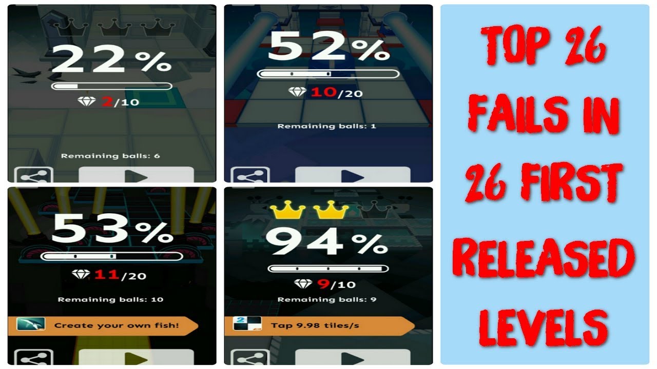 [1.000.000 Views Special] Rolling Sky - Top 26 Fails In 26 First Released Levels