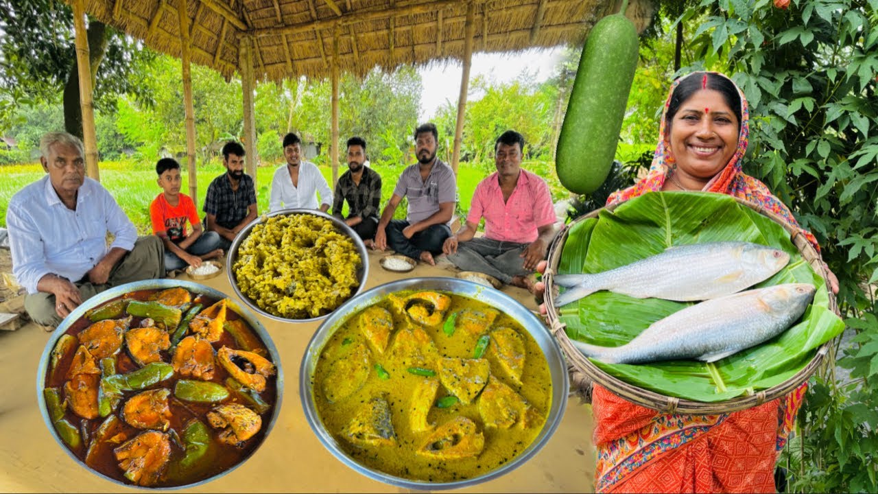 মায়ের হাতে বেগুন-ইলিশের ঝোল, সরষে-ইলিশ আর ইলিশের মাথা দিয়ে চালকুমড়োর ঘন্ট। Ilish recipe