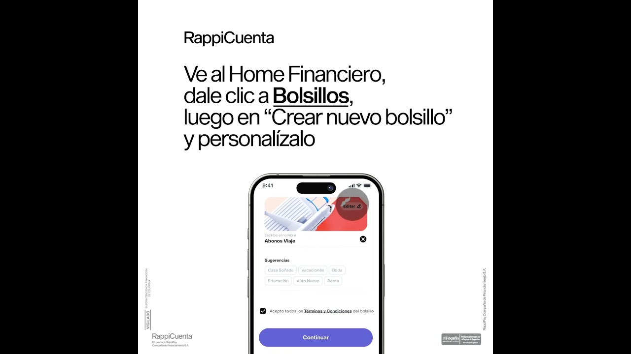 Crea Bolsillos en tu RappiCuenta
