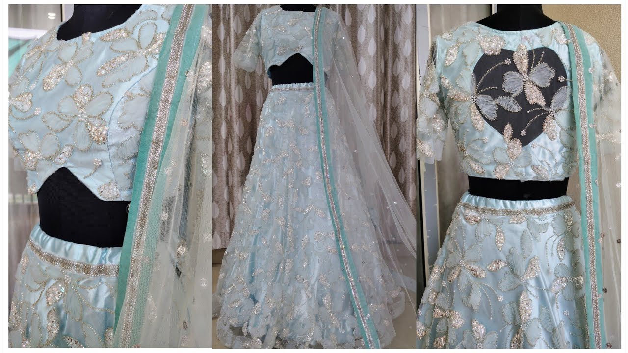 Umbrella lehenga cutting and stitching / with princess cut blouse & dupatta full video /#lehngacholi