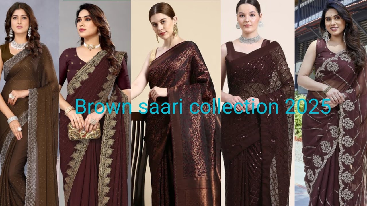 Brown saari collection 2025 || saari collection 😘😘😘😘💃💃💃😘😘😘