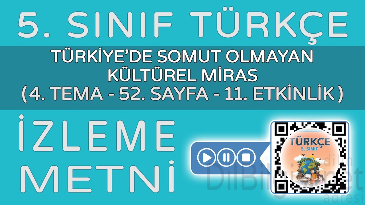 Türkiye'de Somut Olmayan Kültürel Miras İzleme Metni - 5. Sınıf Türkçe 52. sayfa / 11. etkinlik