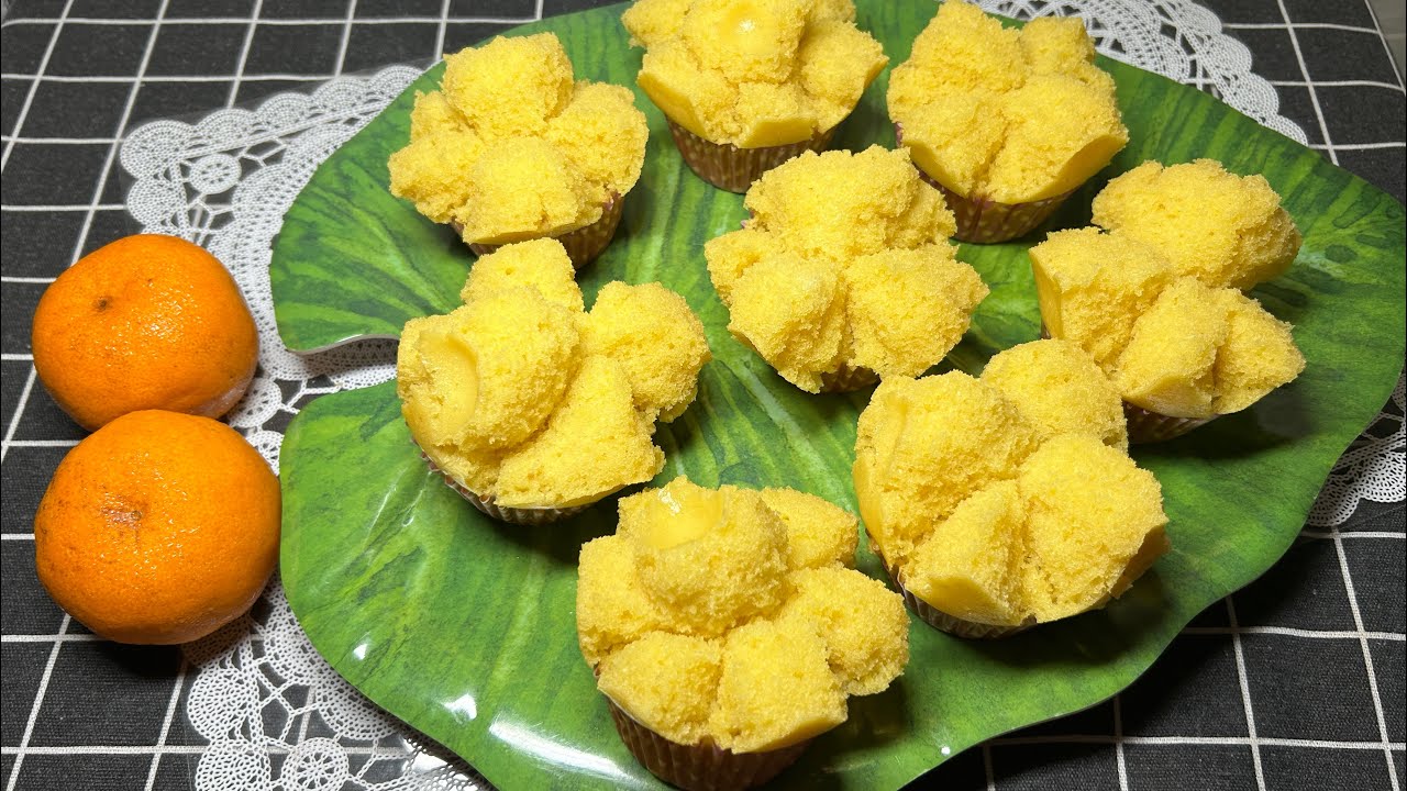 柑橘发糕食谱 | 个个都发的开花 | Mandarin Orange Huat Kueh Recipe
