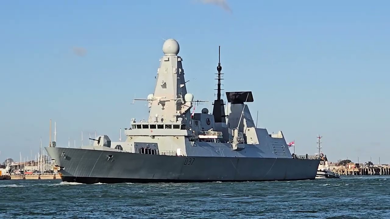 HMS Duncan (D37)  sailing out of Portsmouth 