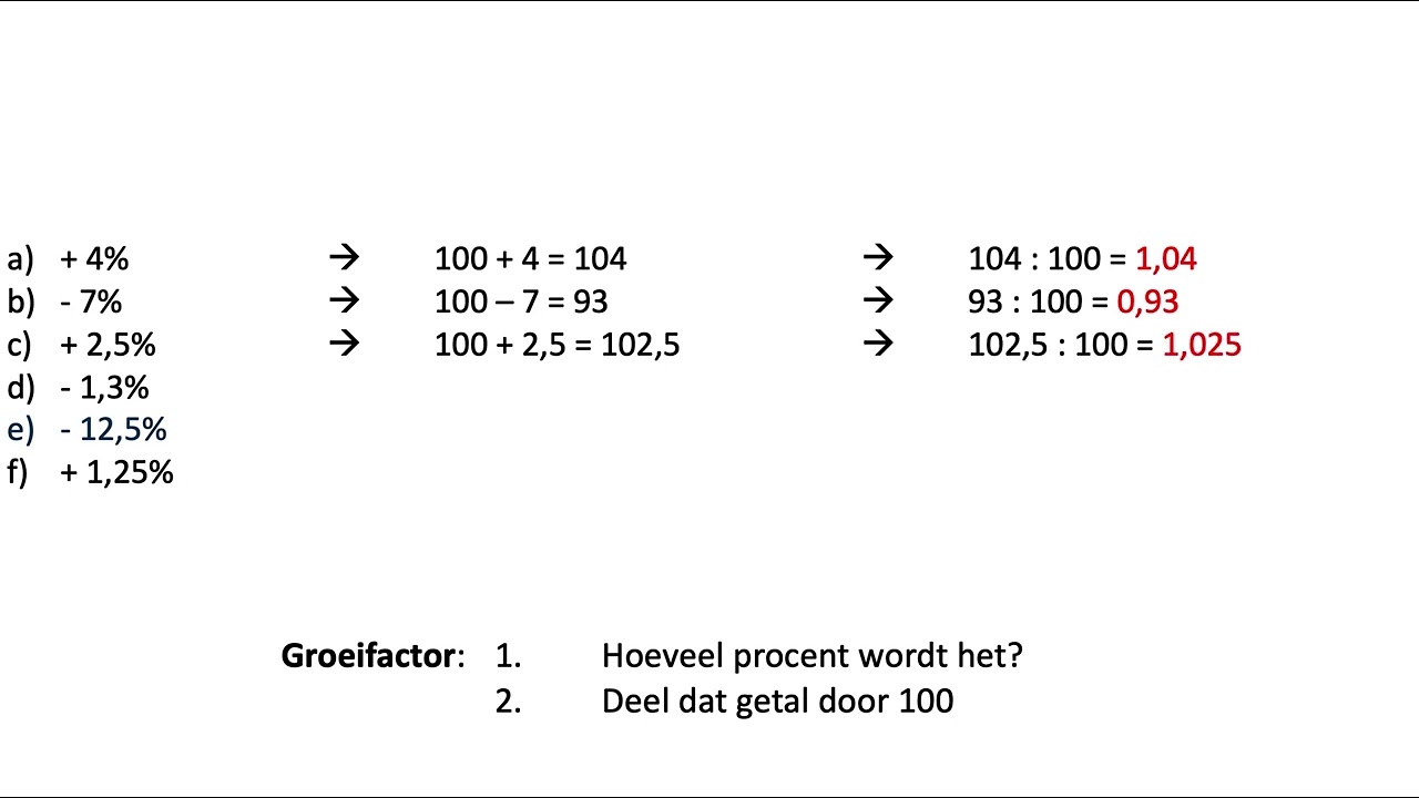 Groeifactor bereken bij een verhaal
