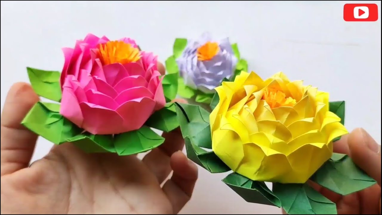 ORIGAMI flor de loto 👍 fácil y rápido papiroflexia (lotus flower easy and fast)