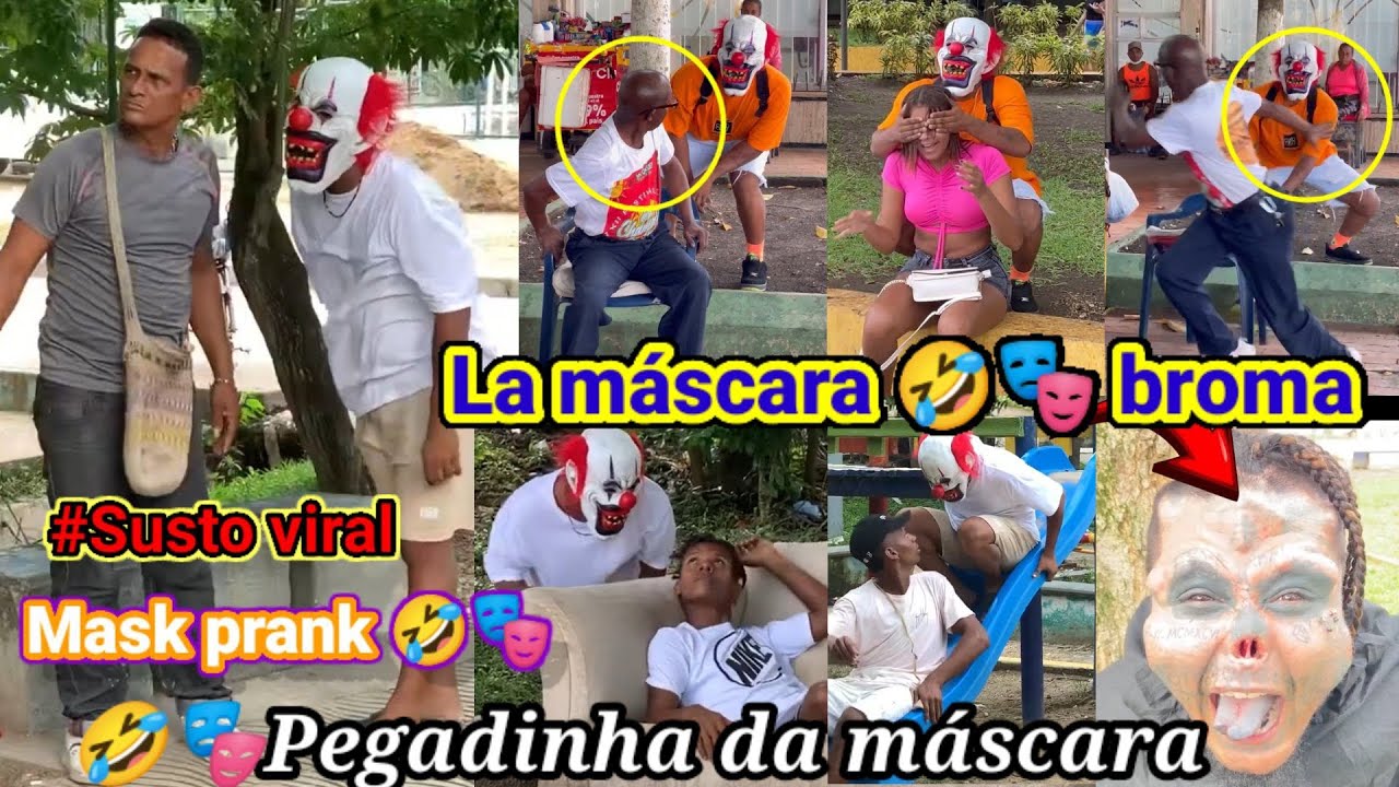Broma del susto 🤣 inesperado/ pegadinha da máscara de susto/ mask prank