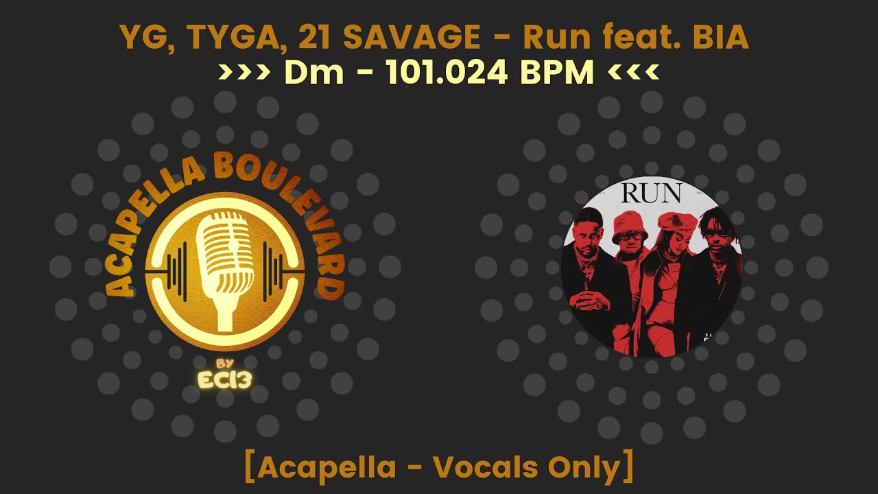 YG, TYGA, 21 SAVAGE - Run ft. BIA || [Acapella - Vocals Only] || [101.024 BPM - Dm] || by EC13