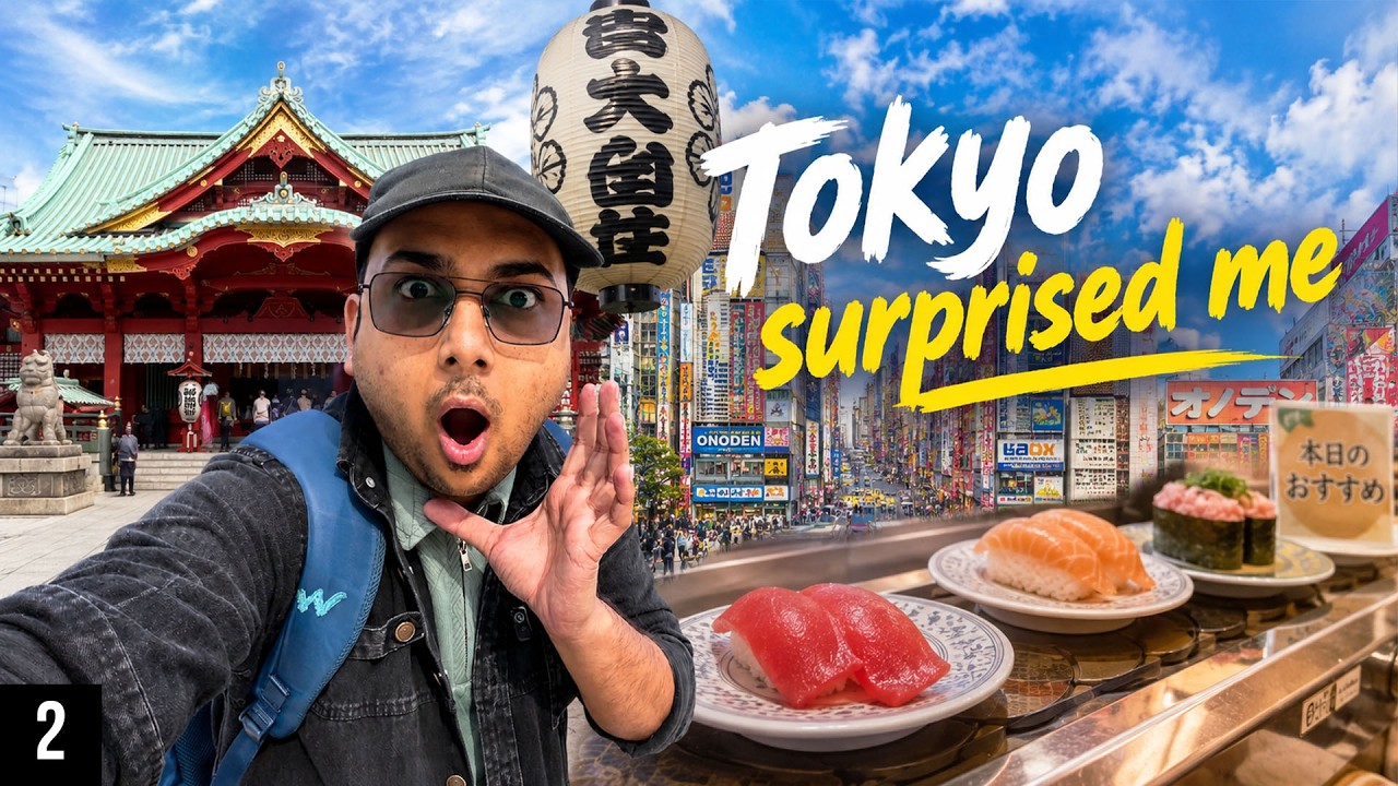 Tokyo Walking Tour - Akihabara to Ueno & First Sushi | Japan Ep 2