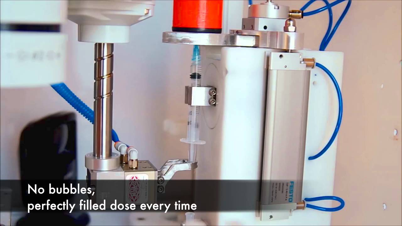 AseptiBot dispensing syringes