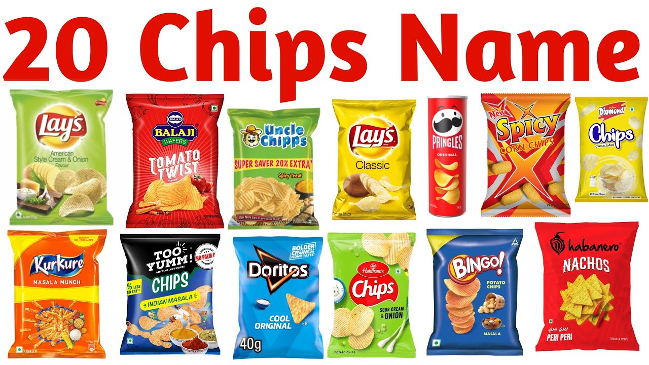 20 चिप्स के नाम | Learn 20 Chips Names for Kids with Pictures and Fun Learning Video for Kids