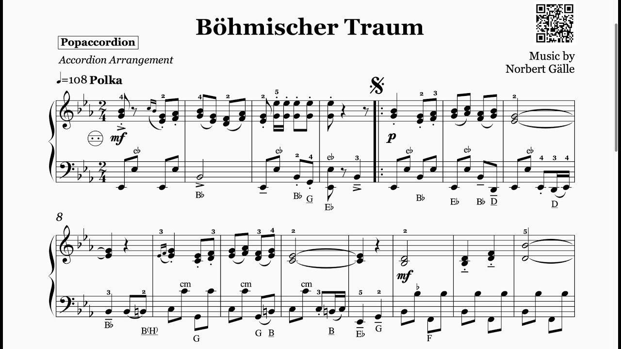 Böhmischer Traum by Norbert Gälle Akkordeonsoloarrangement von Popakkordeon