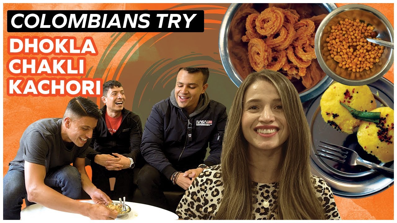 COLOMBIANS Try INDIAN SNACKS & SWEETS for the First Time | Kachori, Jalebi, Chakli & More